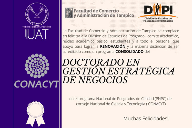 Consolida UAT calidad de la Maestría en Dirección Empresarial