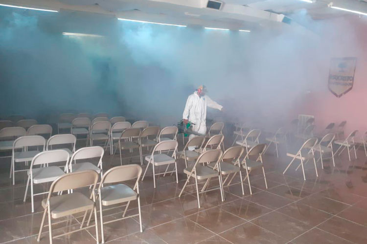 Desinfectan iglesias y templos contra Covid19 en matamoros