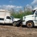 Choca tráiler y troca cerca del corralón municipal