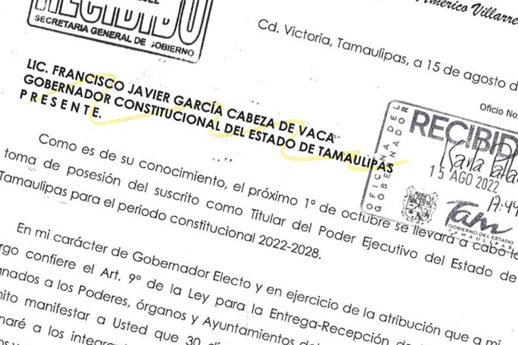 Recibe oficina de CDV carta de Américo que notifica Comisión de Transición