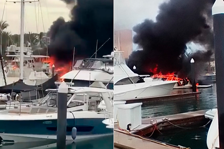 Incendio de yates en La Paz deja al menos 2 heridos