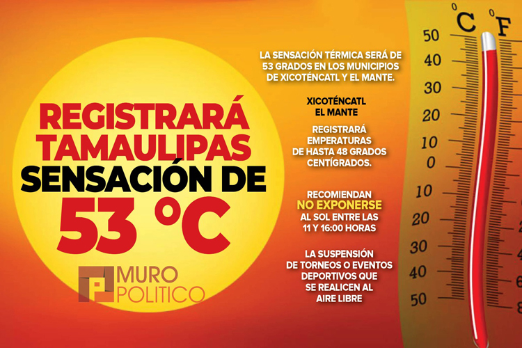 Arderán 13 municipios de Tamaulipas a 48 grados