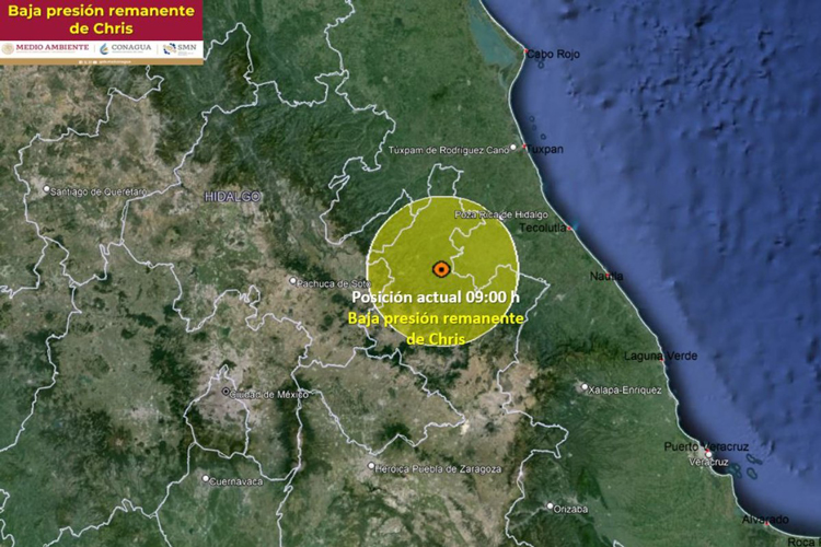 ‘Chris’ se degrada a depresión tropical sobre Veracruz