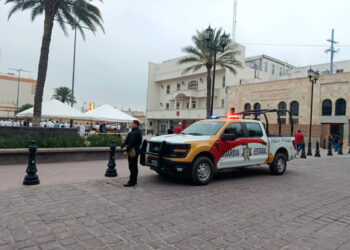 Guardia Estatal atiende manifestación pacífica en Plaza Principal de Reynosa