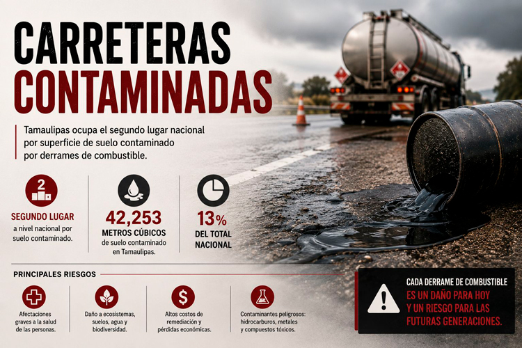 Tamaulipas, segundo lugar en carreteras contaminados