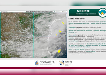 Alerta por tormentas y granizo en Tamaulipas
