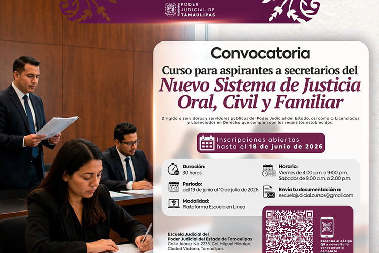 Poder Judicial abre 30 nuevas plazas para secretarios de acuerdo