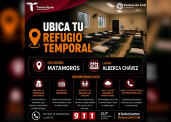 Habilita Protección Civil refugios temporales en Reynosa, Matamoros y Río Bravo ante condiciones meteorológicas