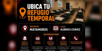 Habilita Protección Civil refugios temporales en Reynosa, Matamoros y Río Bravo ante condiciones meteorológicas