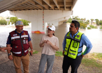 Carmen Lilia Canturosas encabeza acciones preventivas ante creciente del Río Bravo