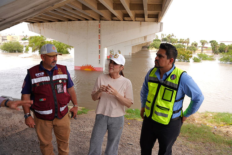 Carmen Lilia Canturosas encabeza acciones preventivas ante creciente del Río Bravo