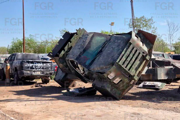 FGR destruye 25 vehículos “monstruo” en Tamaulipas