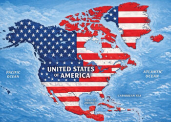 Trump pone mapa de la bandera estadounidense que cubre México, el Caribe y Canadá